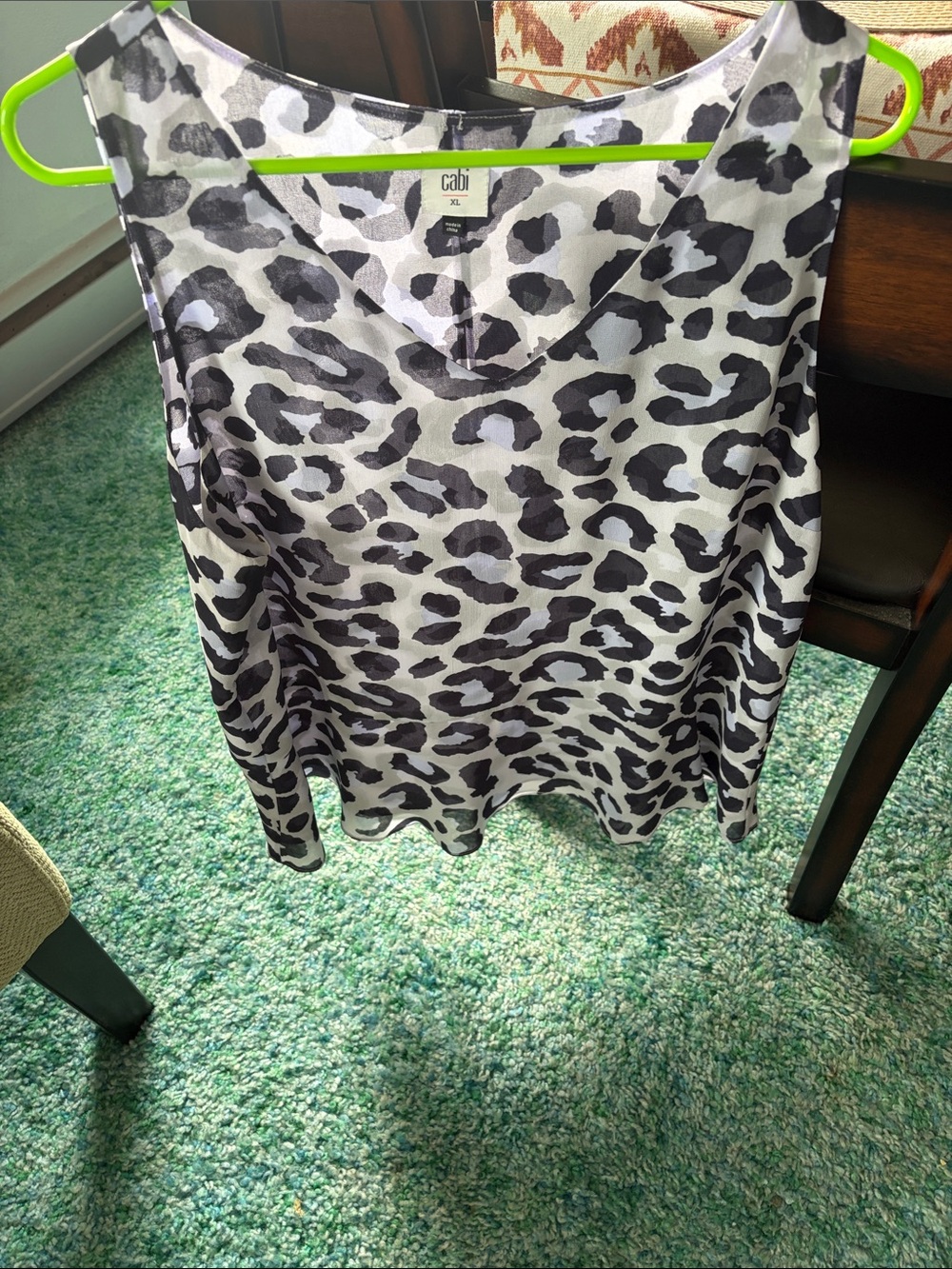 CAbi Black and White Leopard Print Sleeveless Top